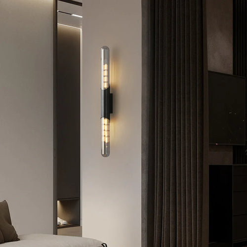 applique murale minimaliste en laiton et cuivre avec ampoule incluse - vue 2 sur 8