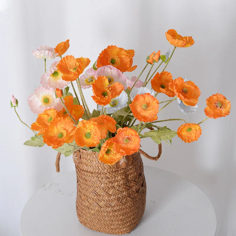 fleurs de pavot artificielles en soie pour décoration et événements - vue 5 sur 21