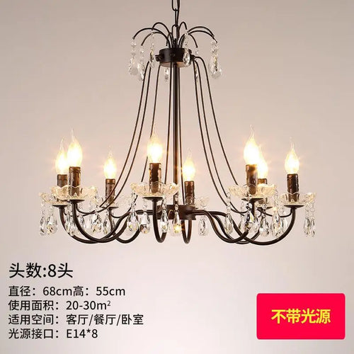 lustre rétro en fer et cristal style américain créatif - vue 8 sur 12