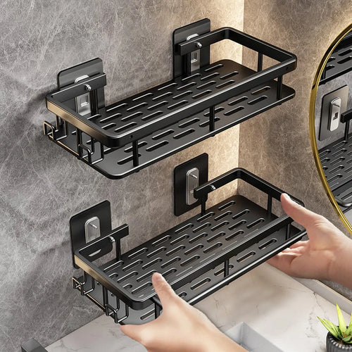 étagère d'angle murale sans perçage pour douche et serviettes - vue 2 sur 18