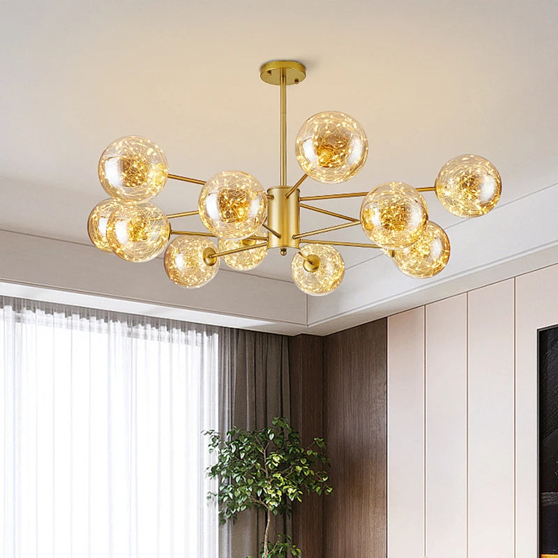 Nordique moderne LED lustre étoile magique haricot boule de verre salon chambre salle à manger cuisine plafonnier décoration de la maison - vue 4 sur 17