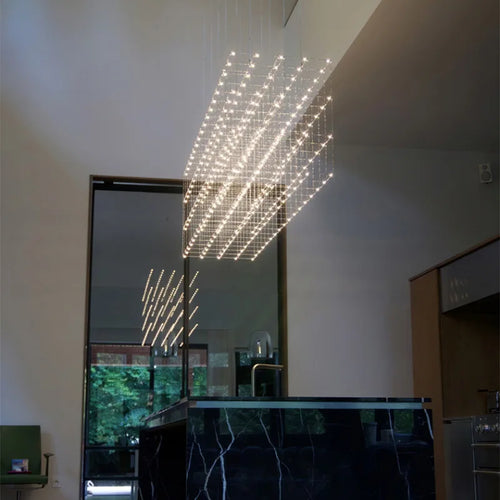 lampe led carrée en acier inoxydable avec cordon réglable - vue 4 sur 6