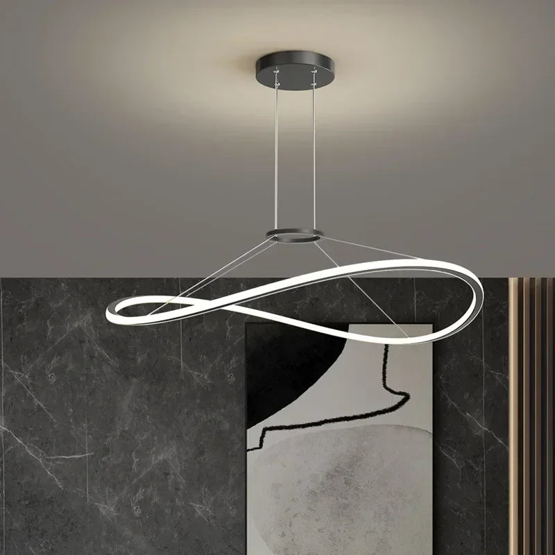 lustre moderne à led pour décoration intérieure réglable - vue 4 sur 12