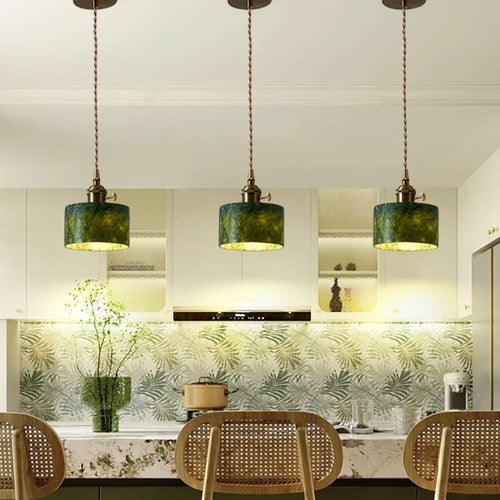 suspension en jade naturel style rétro français pour intérieur élégant - vue 6 sur 7