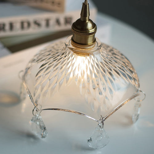 Suspension avec abat-jour en verre vintage Louvain - vue 6 sur 6