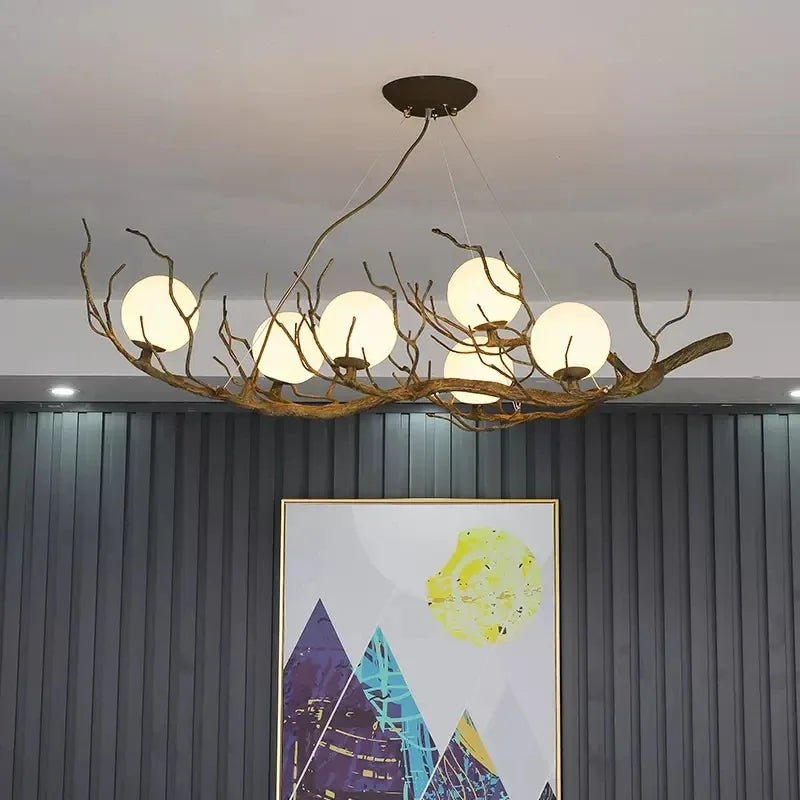 lustre rétro nordique style wabi-sabi personnalisé pour restaurant et boutique - vue 4 sur 14