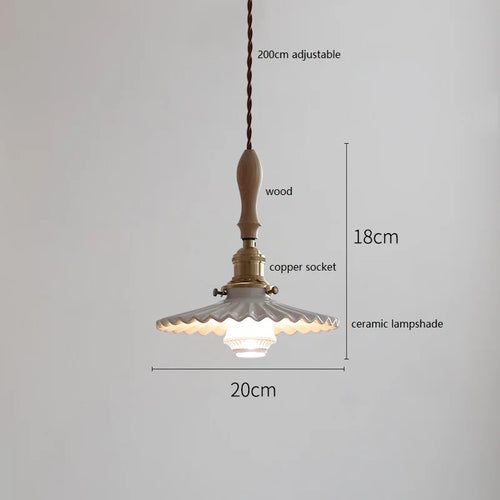 Suspension style japonais en céramique et bois de frêne vintage - vue 11 sur 29