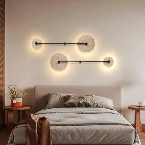 applique murale japonaise en travertin jaune à led pour hôtel et décoration - vue 3 sur 11
