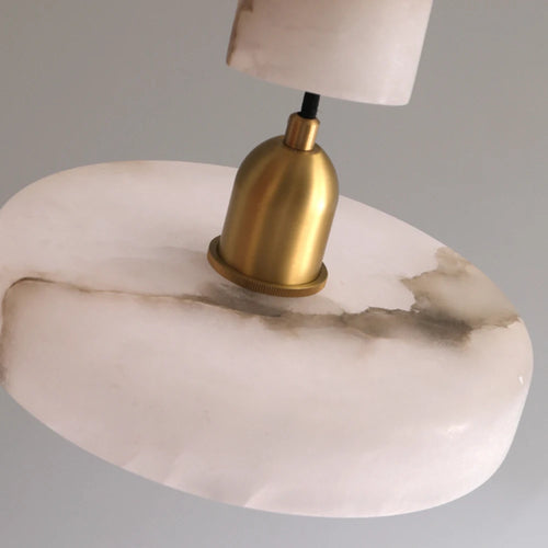 lustre en marbre espagnol de luxe tout en cuivre pour restaurant b & b - vue 6 sur 6