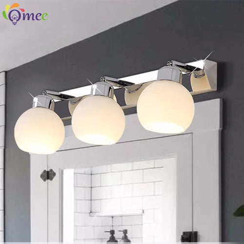 éclairage vanité salle bains cristal moderne chrome noir acier inoxydable miroir e26 - vue 4 sur 9