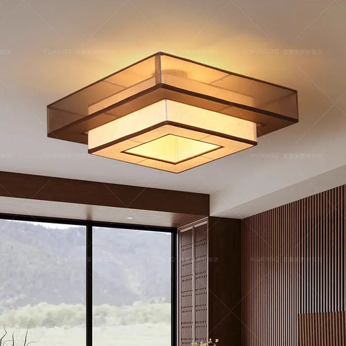 plafonnier chinois rétro japonais wabi-sabi en tissu décoratif - vue 5 sur 8