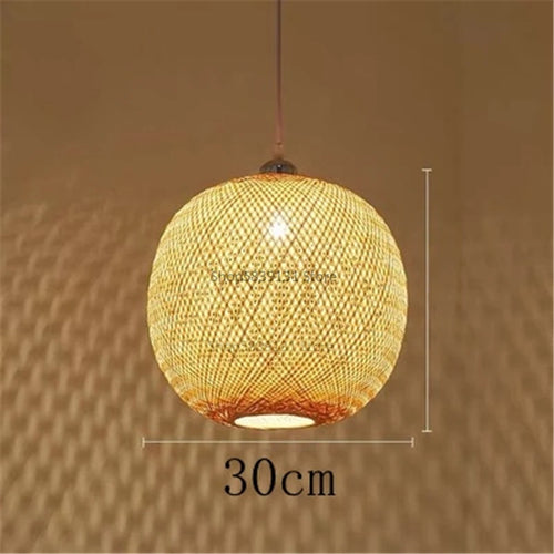lustre moderne nordique en bambou tissé à la main led - vue 10 sur 10