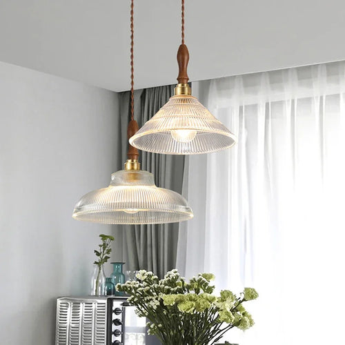 suspension moderne en cuivre et bois pour intérieur décoratif - vue 2 sur 10