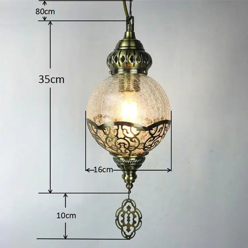 suspension vintage bohème en verre craquelé fait main