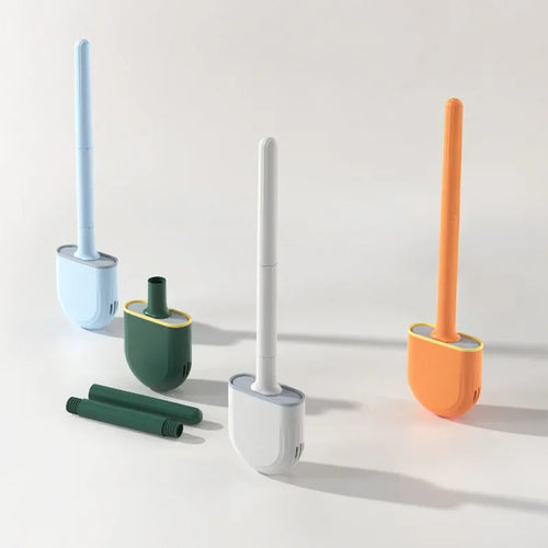 brosse de toilette en silicone avec support et poils souples - vue 2 sur 11