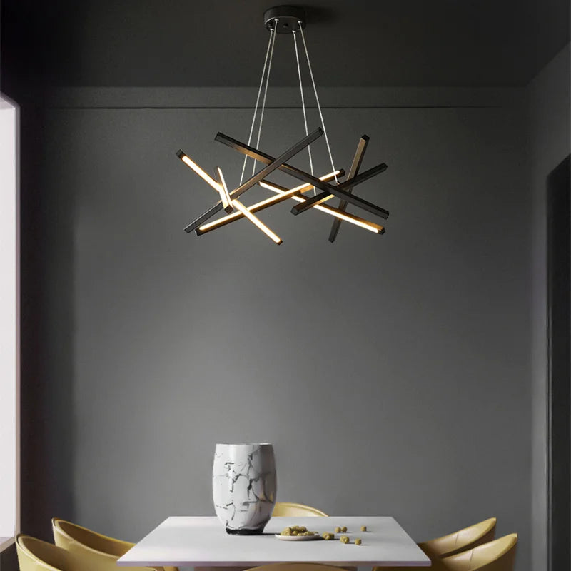 lustre moderne led créatif en métal branche suspension nordique - vue 5 sur 9