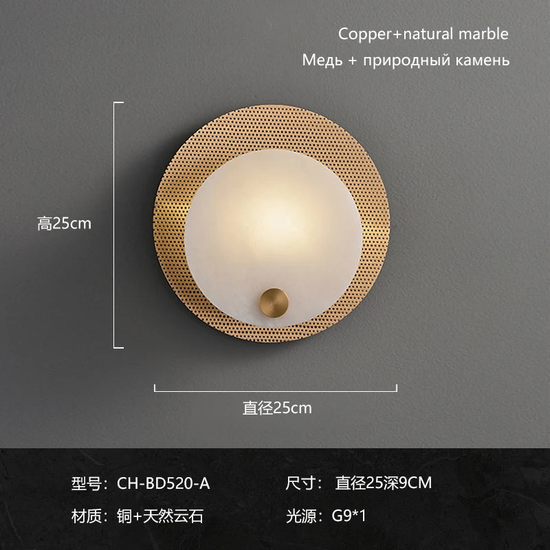 applique minimaliste en marbre et cuivre avec led - vue 10 sur 10