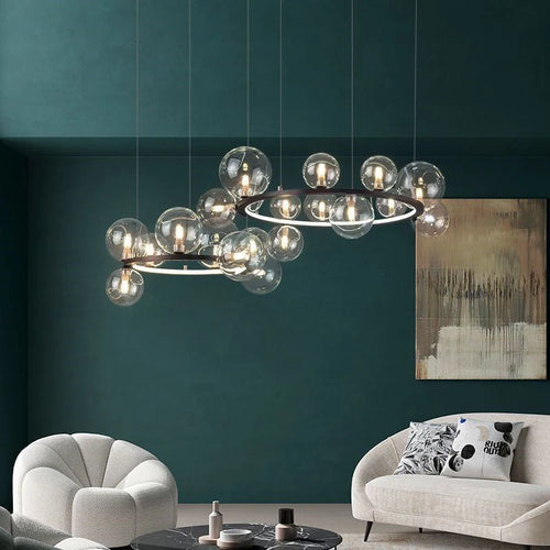suspension lustre design bulle en verre créatif moderne - vue 3 sur 18