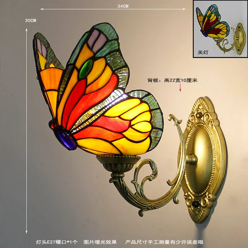 applique murale tiffany papillon décor méditerranéen vitrail miroir - vue 13 sur 13