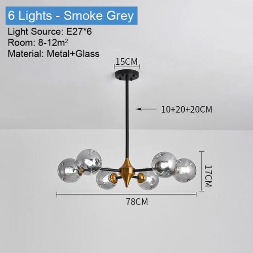 lustre moderne en verre avec éclairage led élégant - vue 15 sur 14