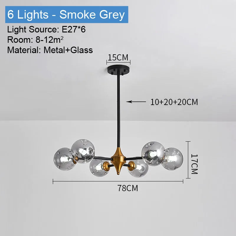 lustre moderne en verre avec éclairage led élégant - vue 14 sur 14