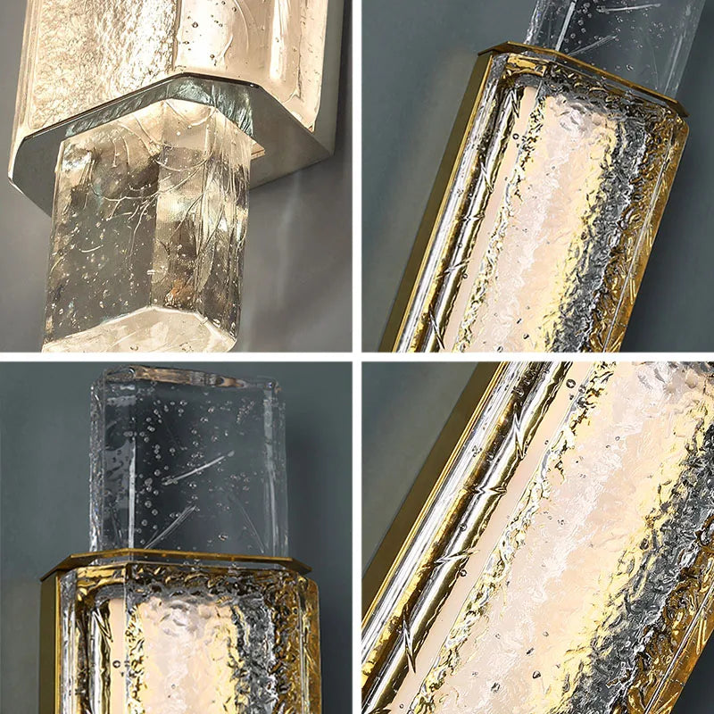 Applique murale de luxe en cristal et acier inoxydable - vue 5 sur 8