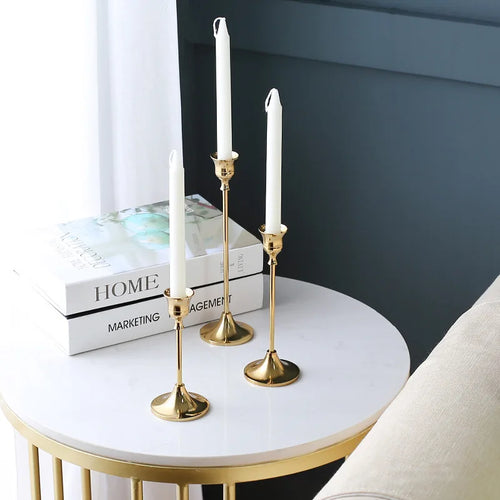 lot de 3 bougeoirs en métal pour décoration élégante et festive - vue 4 sur 10