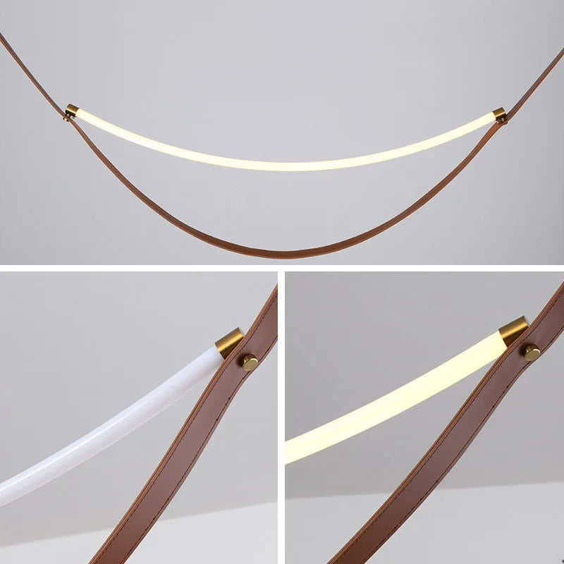 lustre led en silicone et cuir artificiel pour hôtel - vue 5 sur 11