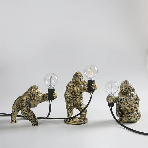 lampe à poser nordique king kong en résine personnalisable animaux - vue 2 sur 15
