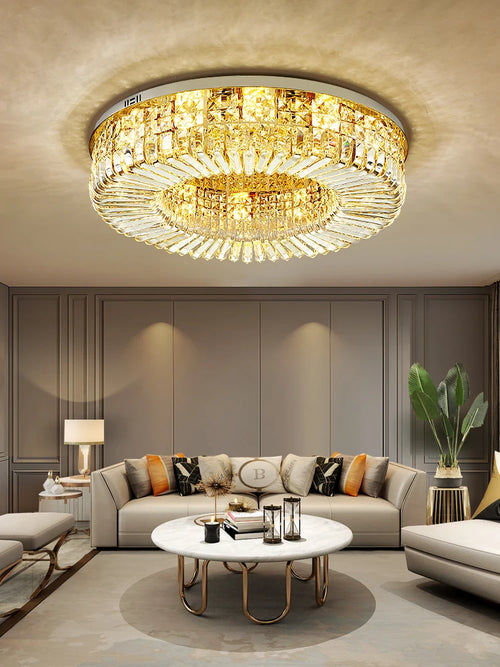 plafonnier led classique en cristal chromé pour intérieur moderne - vue 3 sur 11