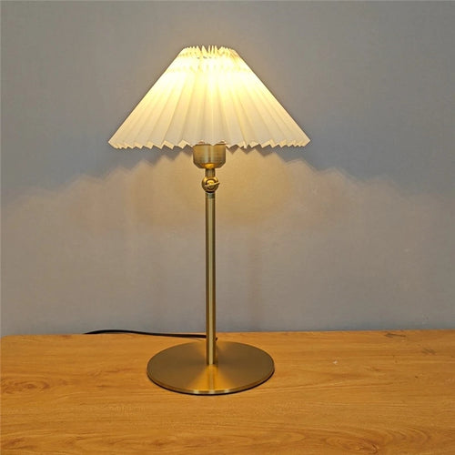 lampadaire rétro avec abat-jour plissé éclairage décoratif polyvalent - vue 4 sur 9