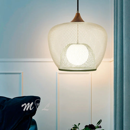 suspension cage à oiseaux style nordique luminaire moderne décor industriel - vue 2 sur 9