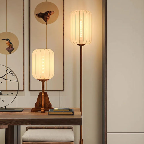 lampadaire style vintage en bois et cuivre pour hôtel et restaurant - vue 4 sur 9