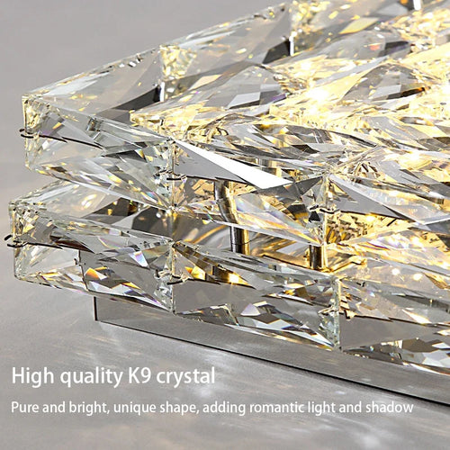 plafonnier led carré en cristal luxe pour décoration intérieure - vue 6 sur 10