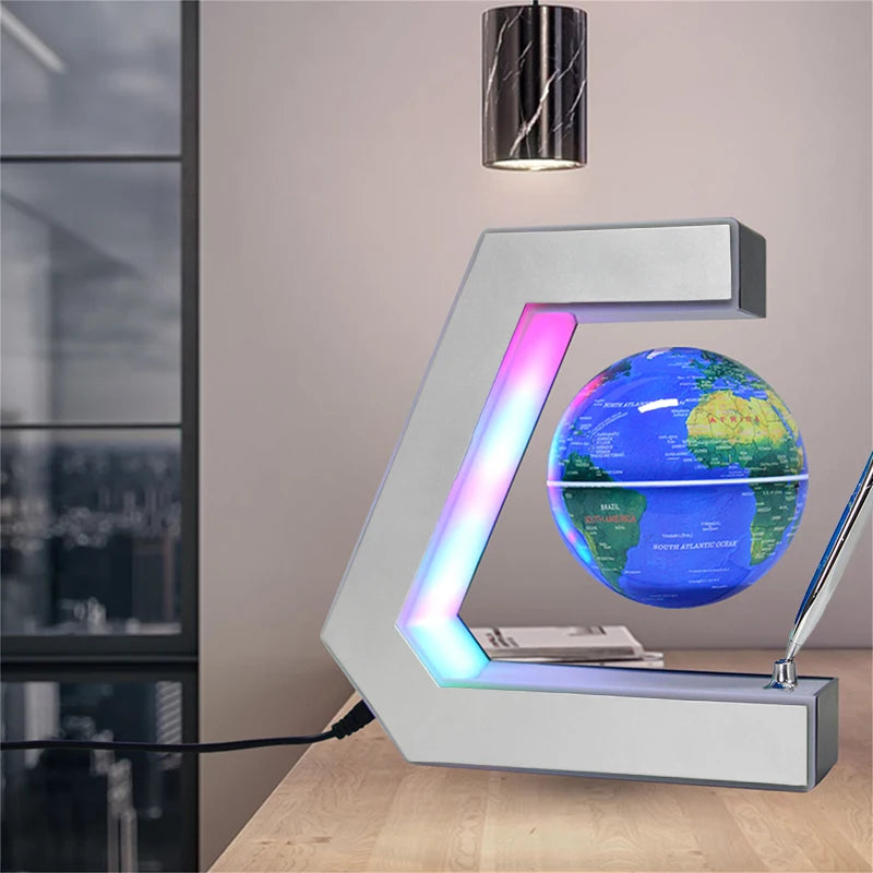 globe flottant à lévitation magnétique avec lumière led décoratif - vue 2 sur 9