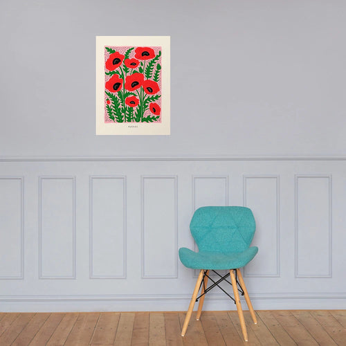 bouquet de fleurs coquelicot art mural abstrait décoration florale - vue 2 sur 7