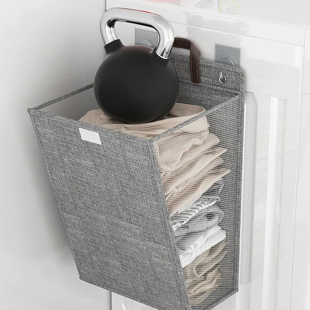 panier à linge adhésif pliable mural multifonctionnel pour vêtements - vue 3 sur 10