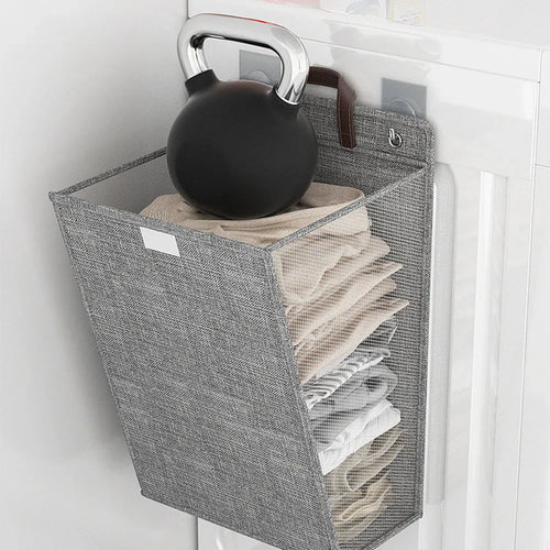 panier à linge adhésif pliable mural multifonctionnel pour vêtements - vue 4 sur 10