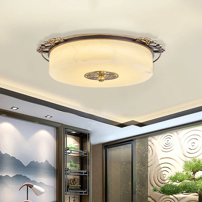 plafonnier Luxe Europe circulaire marbre Led Grand ménage chambre salon balcon couloir allée Illuminaire - vue 4 sur 7
