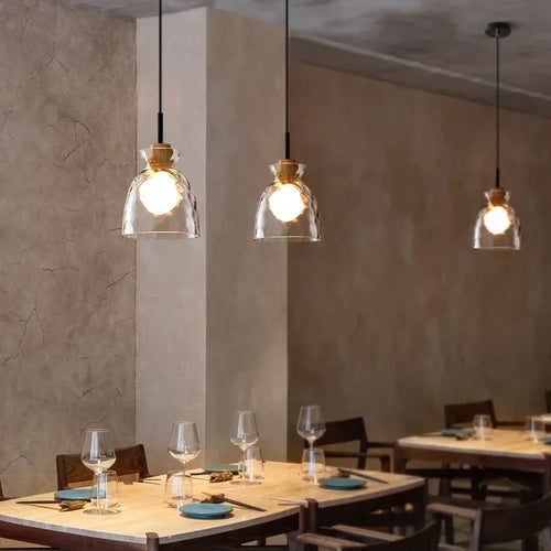 SANDYHA Lustre en verre nordique Lampara Colgante Techo lampe à LED chambre Restaurant De Chevet Lustres De Plafond éclairage suspendu - vue 3 sur 15