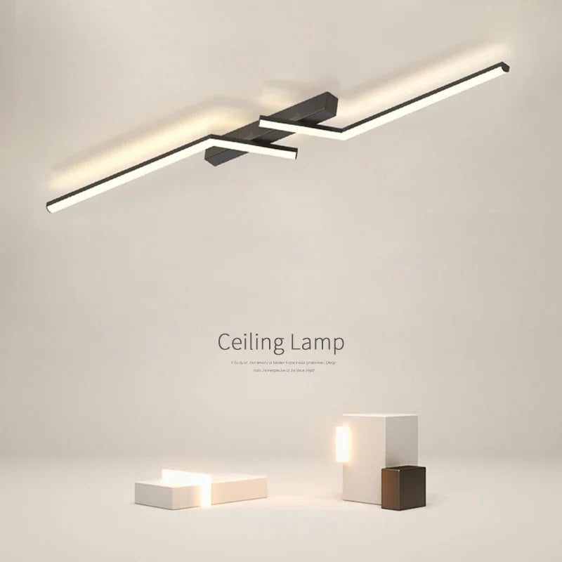 plafonnier led ligne moderne pour salon étude éclairage - vue 3 sur 12