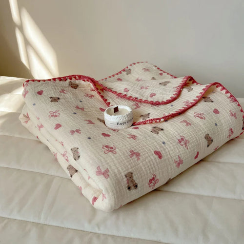plaid coton gaufré motifs carreaux enfants été maison - vue 6 sur 6