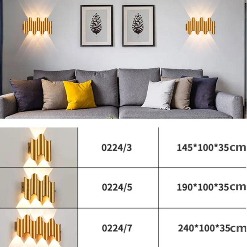 Applique murale LED lumière extérieure étanche IP65 porche jardin applique et intérieur chambre chevet décoration éclairage lampe en aluminium doré - vue 3 sur 15