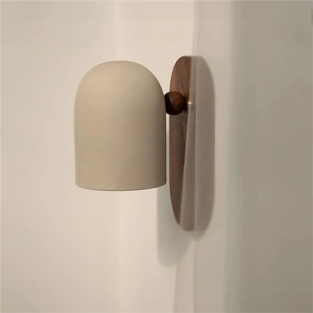 Walnut Wood Iron, Simple Modern Wabi-sabi style, Wall Sconce for Bedroom, Bedside, Living, Dining Room, Corridor Aisle - vue 4 sur 8