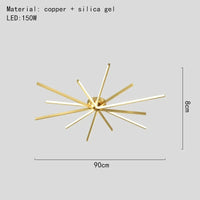 plafonnier led moderne en cuivre pour décoration artistique