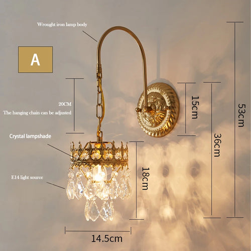 applique murale en cristal rétro pour décoration intérieure élégante