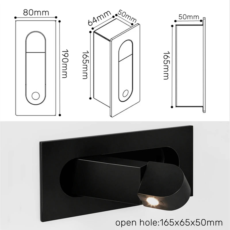 applique murale led pliante design moderne angle réglable hôtel - vue 3 sur 17