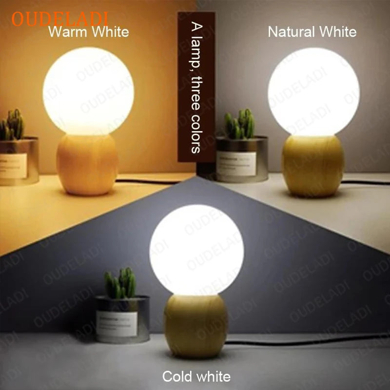 Lampe de table en bois pour chambre à coucher - vue 3 sur 8