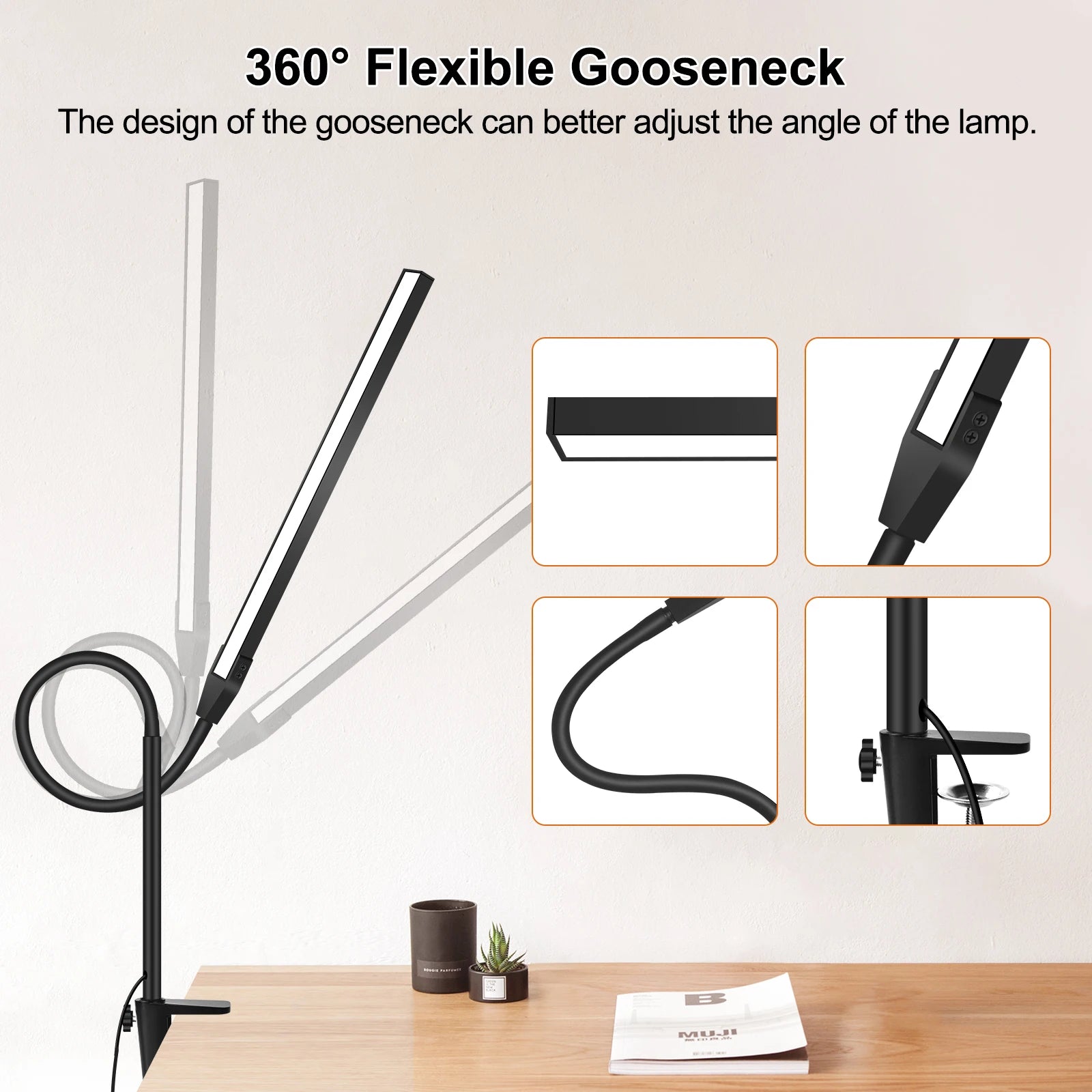 NEWACALOX pince de bureau barre d'écran suspension lumière 360 ° rotatif pliant bras Flexible Support 108 pièces LED SMD Protection des yeux lampe de bureau - vue 5 sur 8