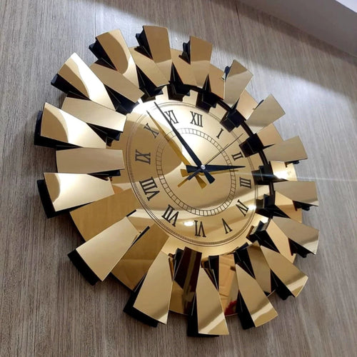 horloge murale miroir 3d luxe motif piano chiffres romains décoratifs - vue 2 sur 8